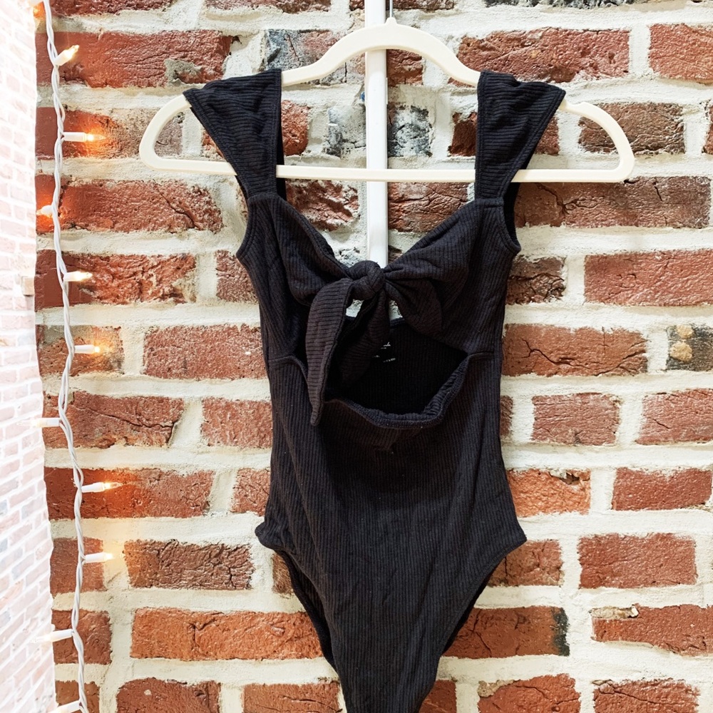 Urban Outfitters Black Bow Body Suit